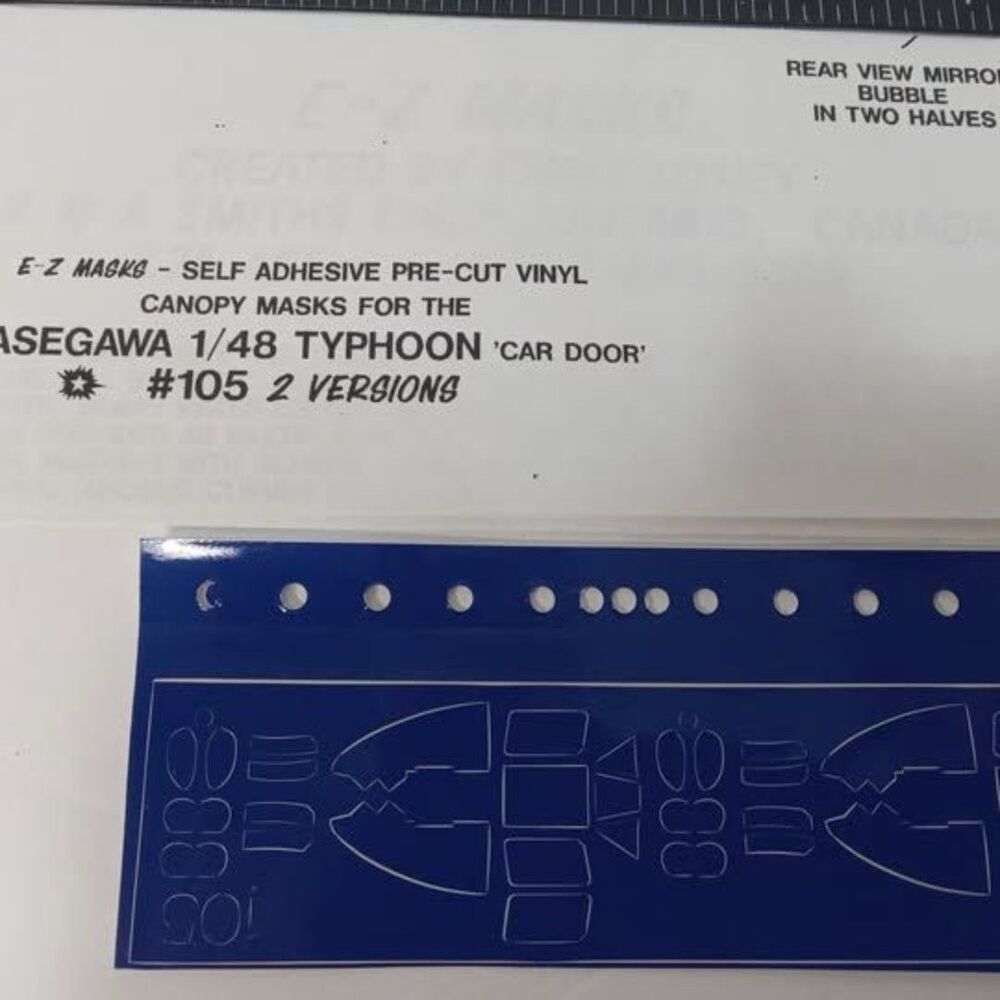 Hasegawa 1/48 Typhoon 'Car Door' Canopy Masks - E-Z Masks #105